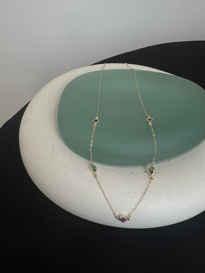Sapphire, Tsavorite, and Amethyst Necklace