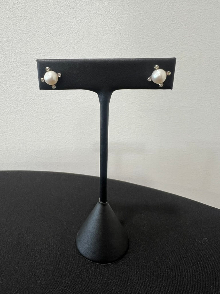 David Yurman Pearl Studs with Diamonds