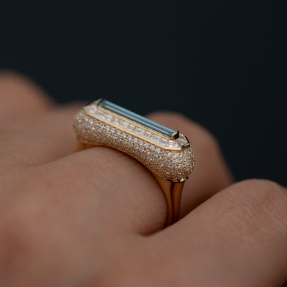 Fancy Color Blue Diamond Ring with Pave Diamond Detailing