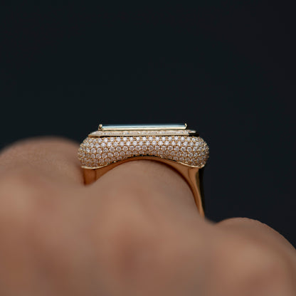 Fancy Color Blue Diamond Ring with Pave Diamond Detailing