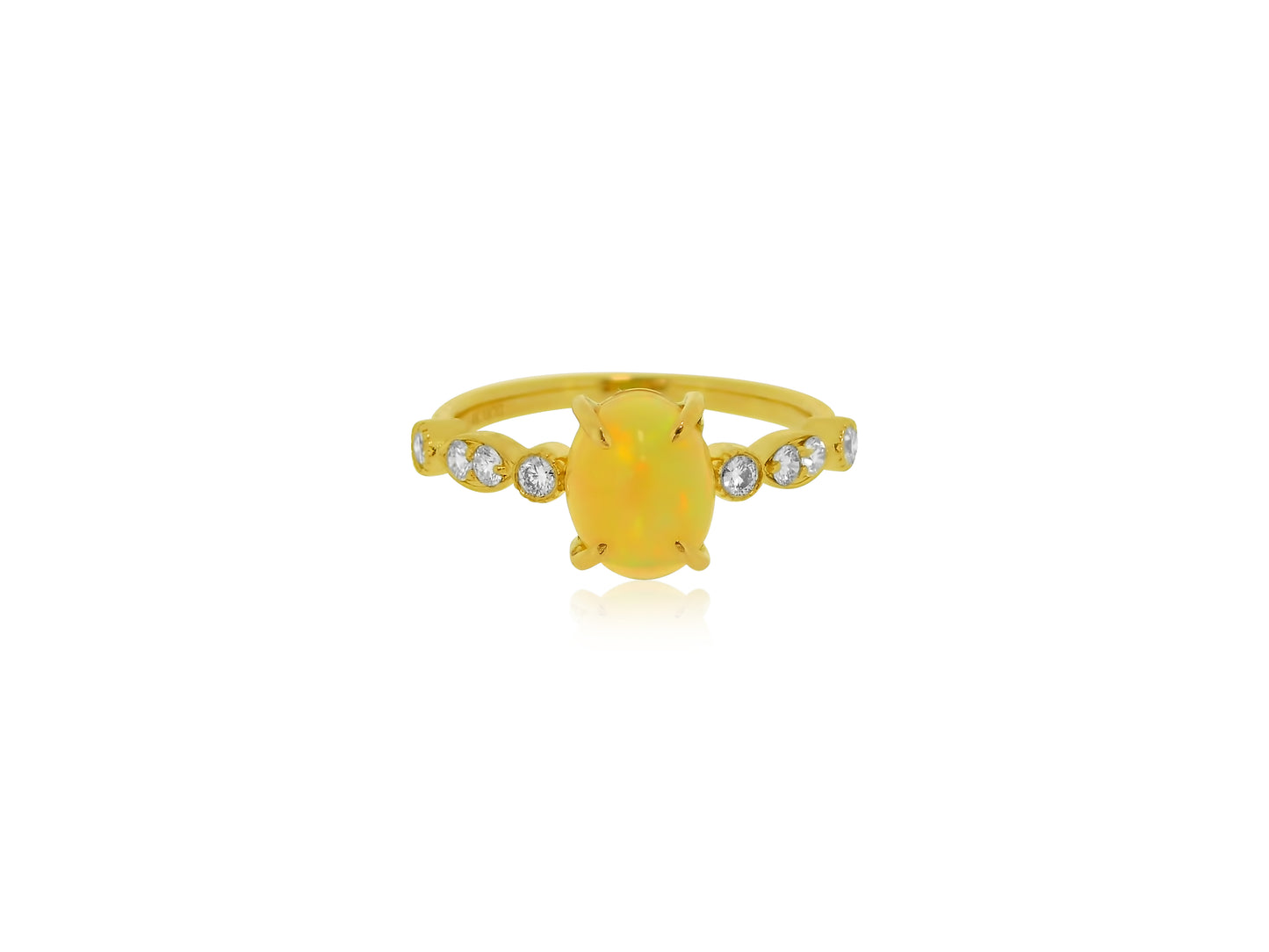 Fire Opal Diamond Gold Ring