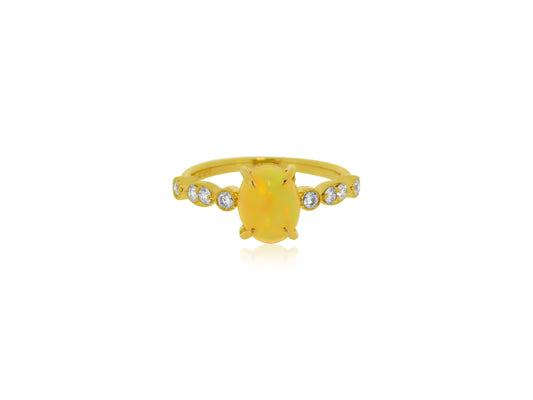 Fire Opal Diamond Gold Ring