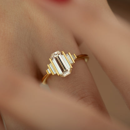 Geometric Emerald Cut Diamond Ring