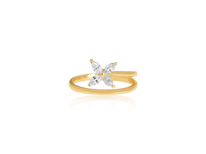 Diamond Flower Petal Ring