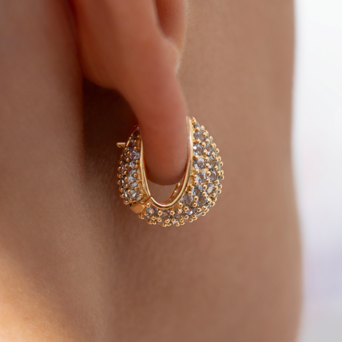 Grey Spinel Huggie Earrings