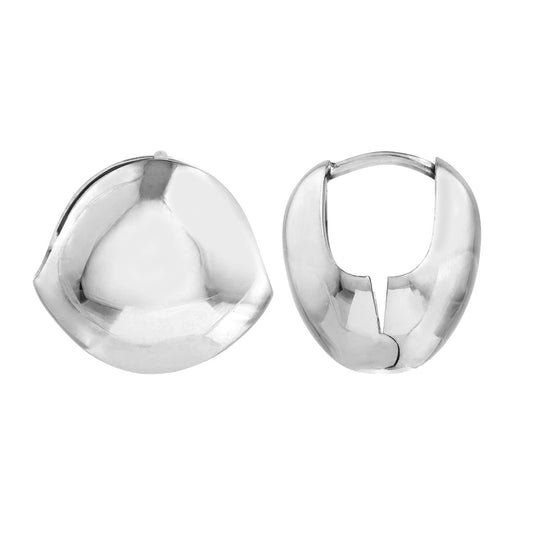 Silver Puff Hoop Earrings