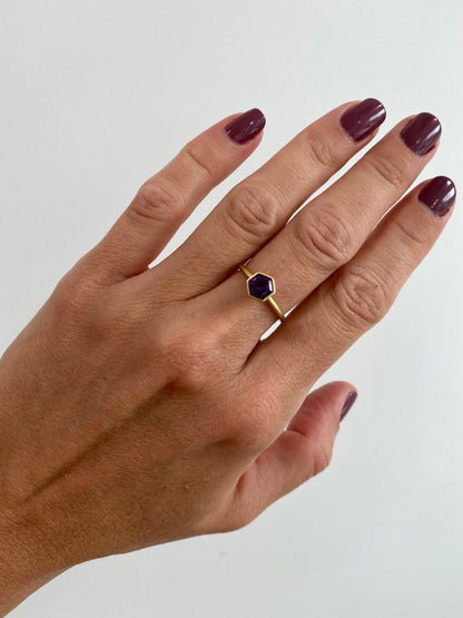 Amethyst Solitaire in Yellow gold