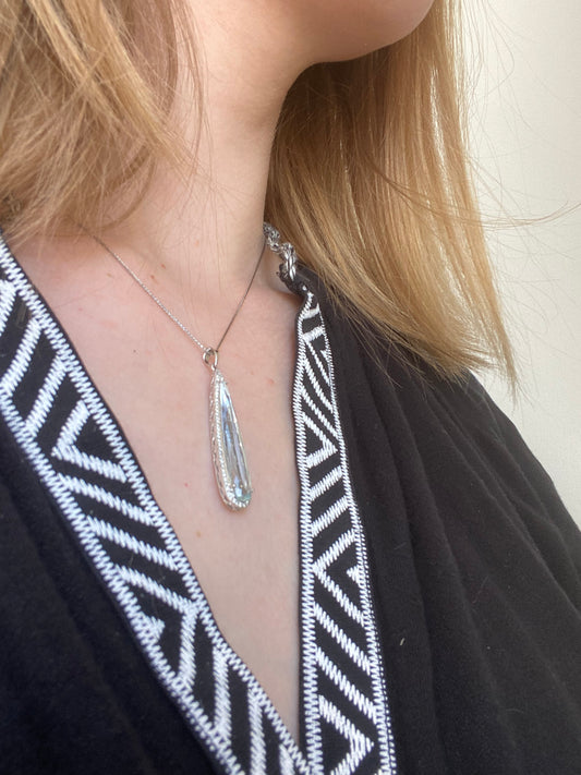 Aquamarine Diamond Drop Pendant