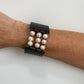 Leather and Pearl Cuff