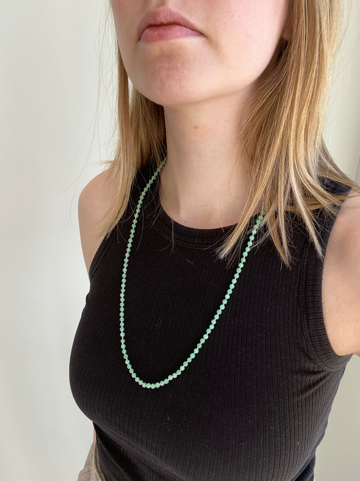 Chrysoprase Gold Long Necklace