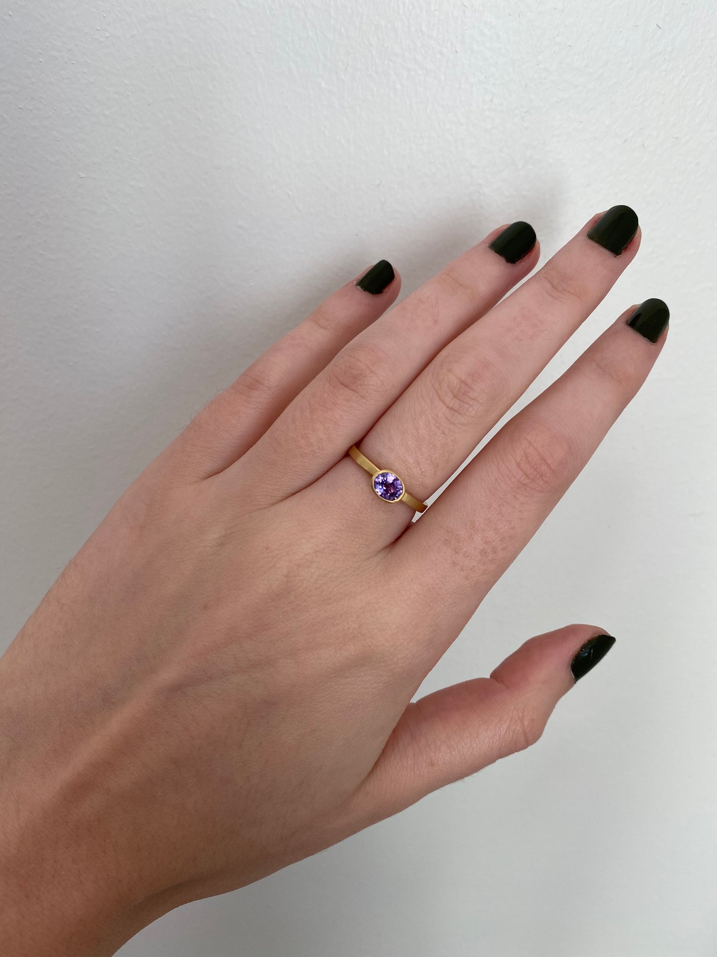 Oval Amethyst Solitaire in Yellow Gold