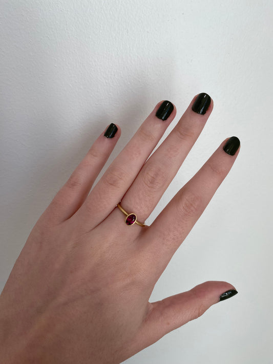 Rubellite Solitaire in Yellow Gold