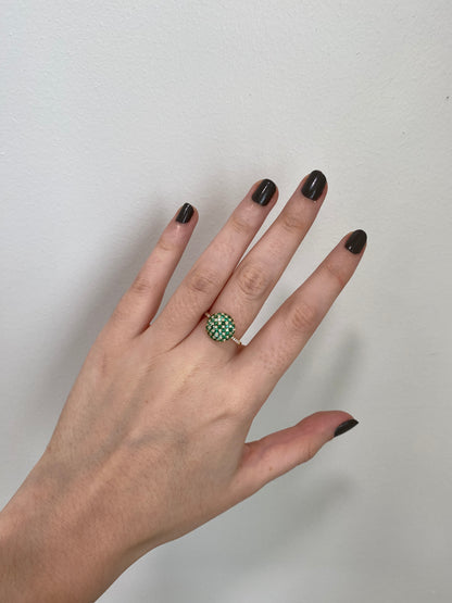 Emerald and Diamond Domed Ring