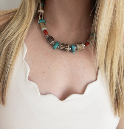 Antler and Turquoise Necklace