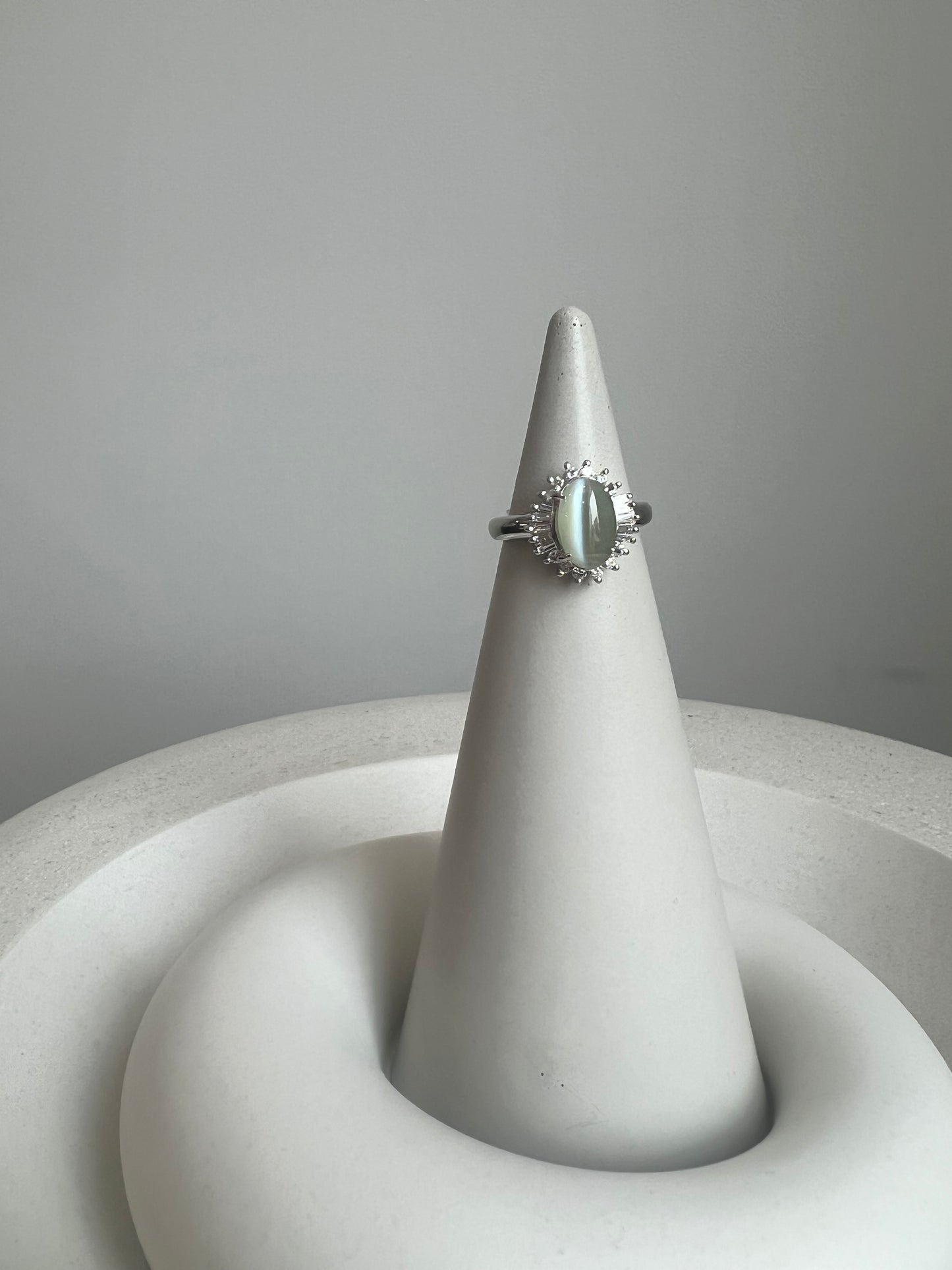 Cats Eye and Diamond Ring
