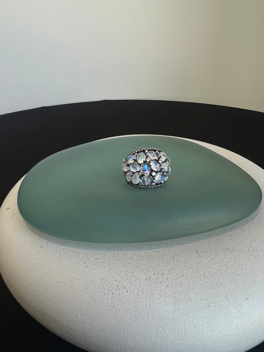 Moonstone and Diamond Ring