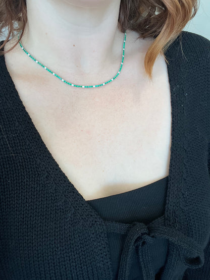 Emerald and Diamond Tennis Necklace