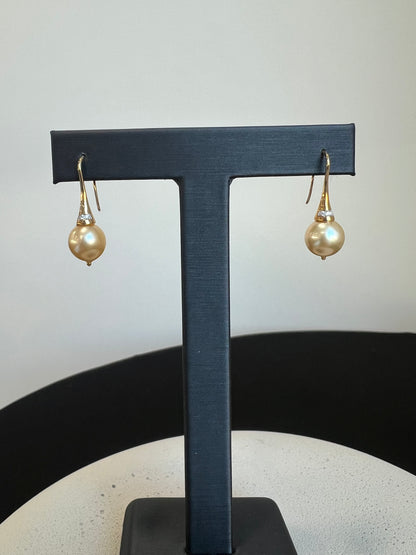 Golden Southsea Pearl and Diamond Drops