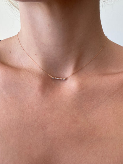 Rose Gold Diamond Horizontal Bar Necklace