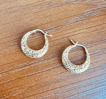Filigree Cut Out Gold Hoops