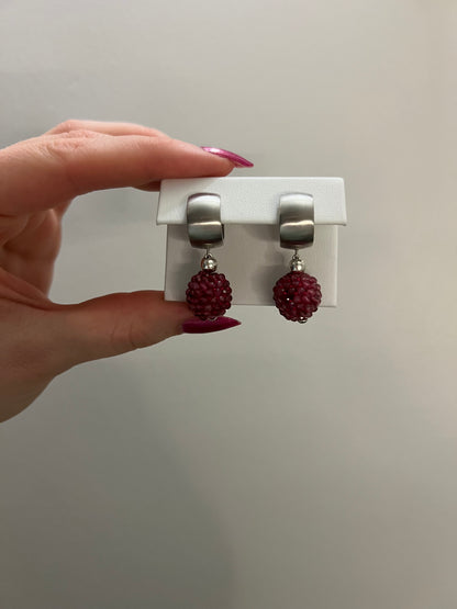 Pink Tourmaline and Wide Sterling Silver Hoops