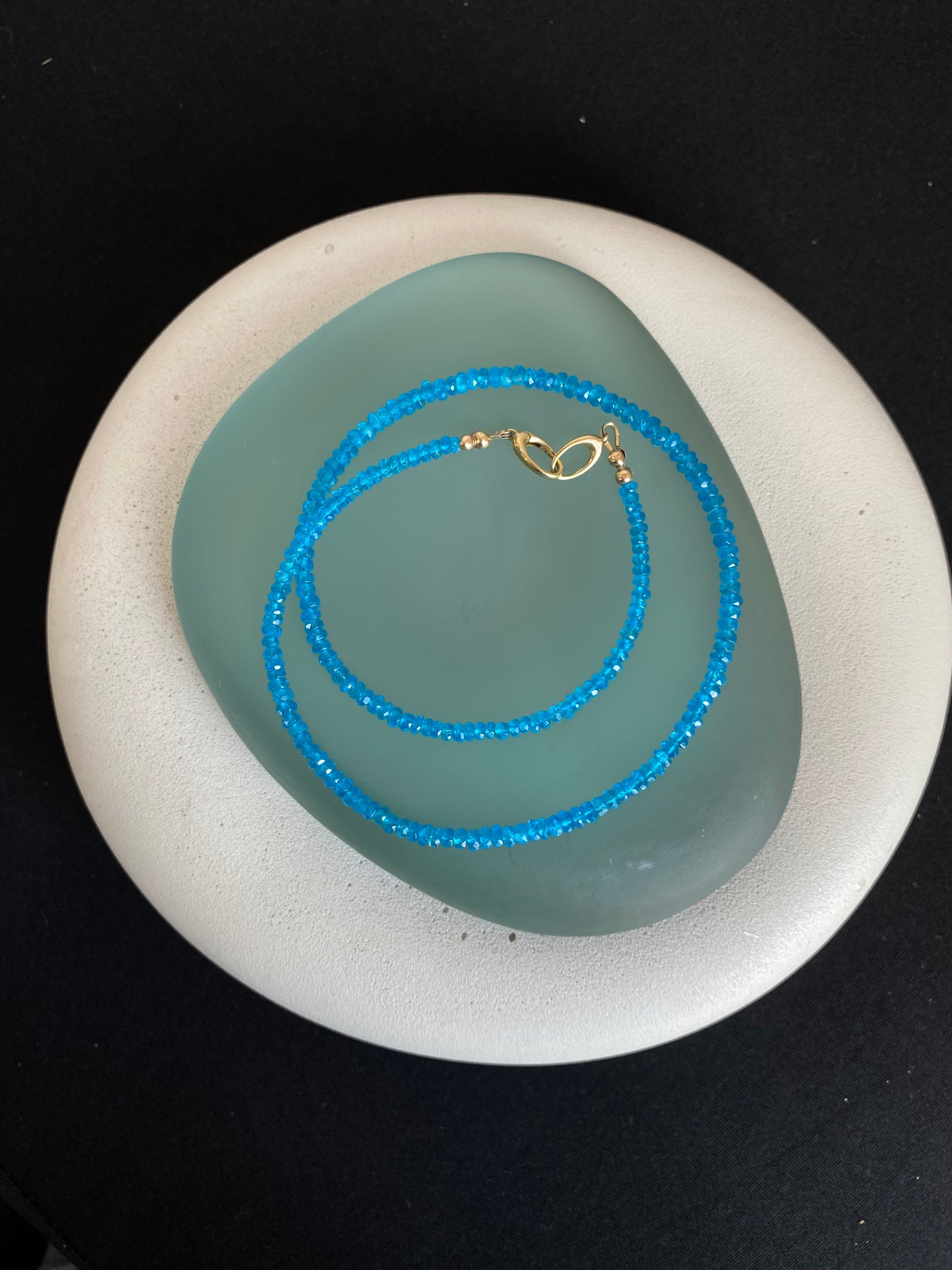 Neon Blue Apatite Gold Necklace