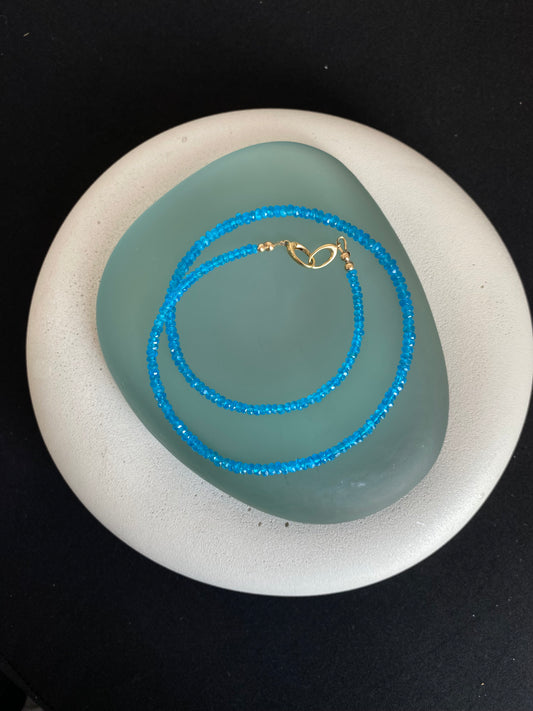 Neon Blue Apatite Gold Necklace