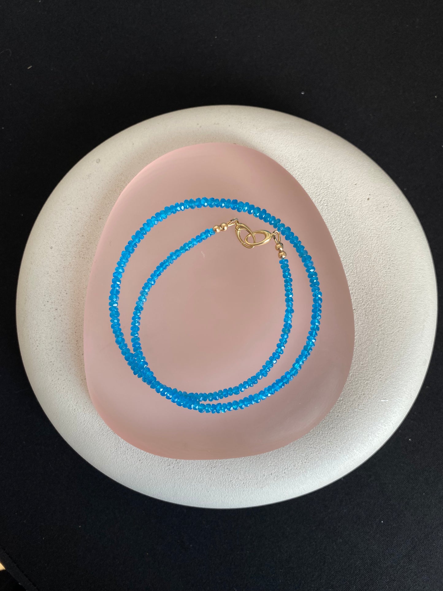 Neon Blue Apatite Gold Necklace