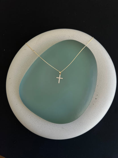 Petite Lab Diamond Gold Cross