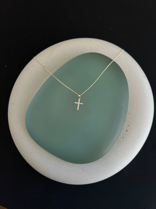 Petite Lab Diamond Gold Cross