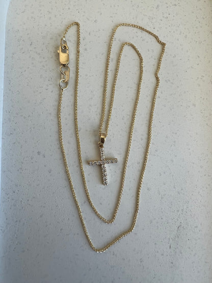 Petite Lab Diamond Gold Cross