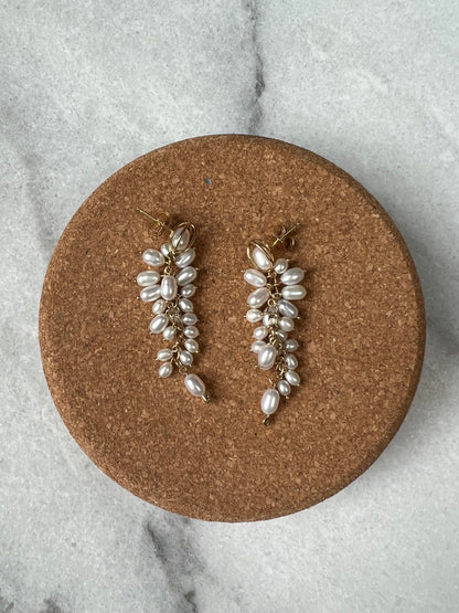 Shadow Diamond and Pearl Earrings