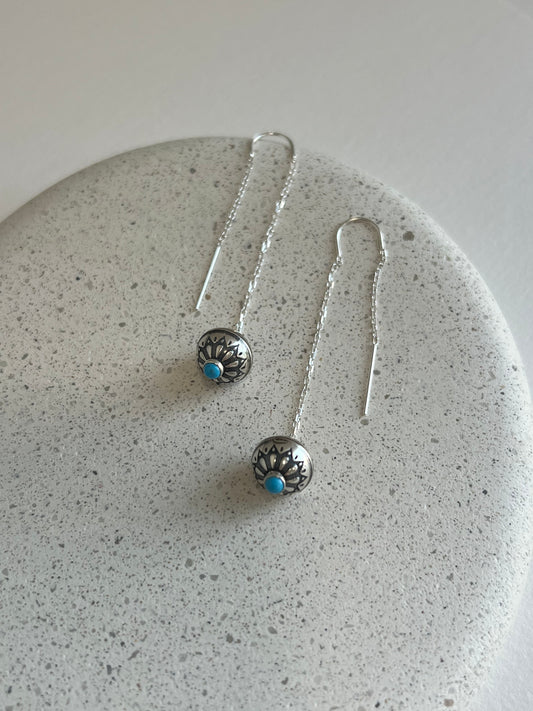 Turquoise Drop Threader Earrings