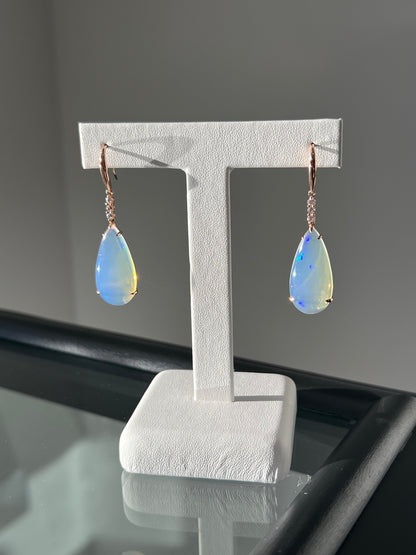 Translucent Opal and Diamond Earrings