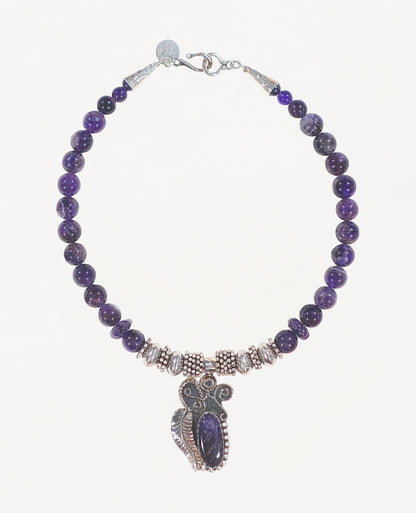 Amethyst Strand with Vintage Pendant