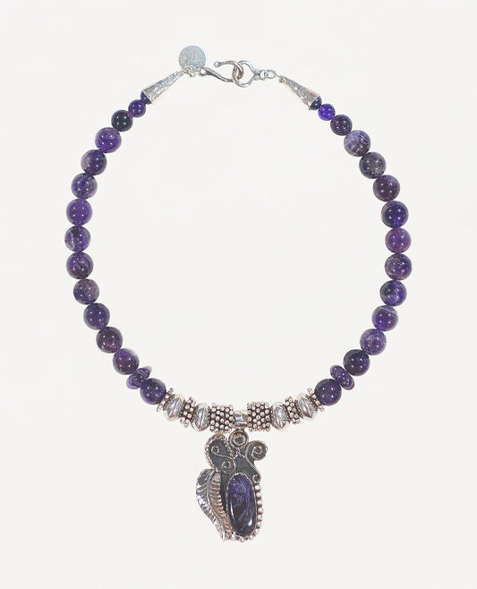 Amethyst Strand with Vintage Pendant