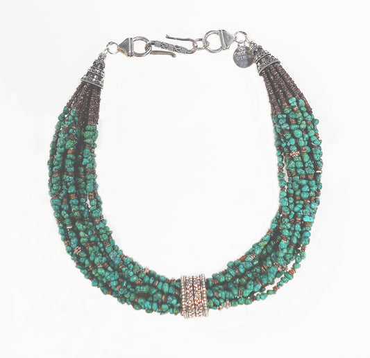 Turquoise, Penshell Heishi Multi Strand Necklace