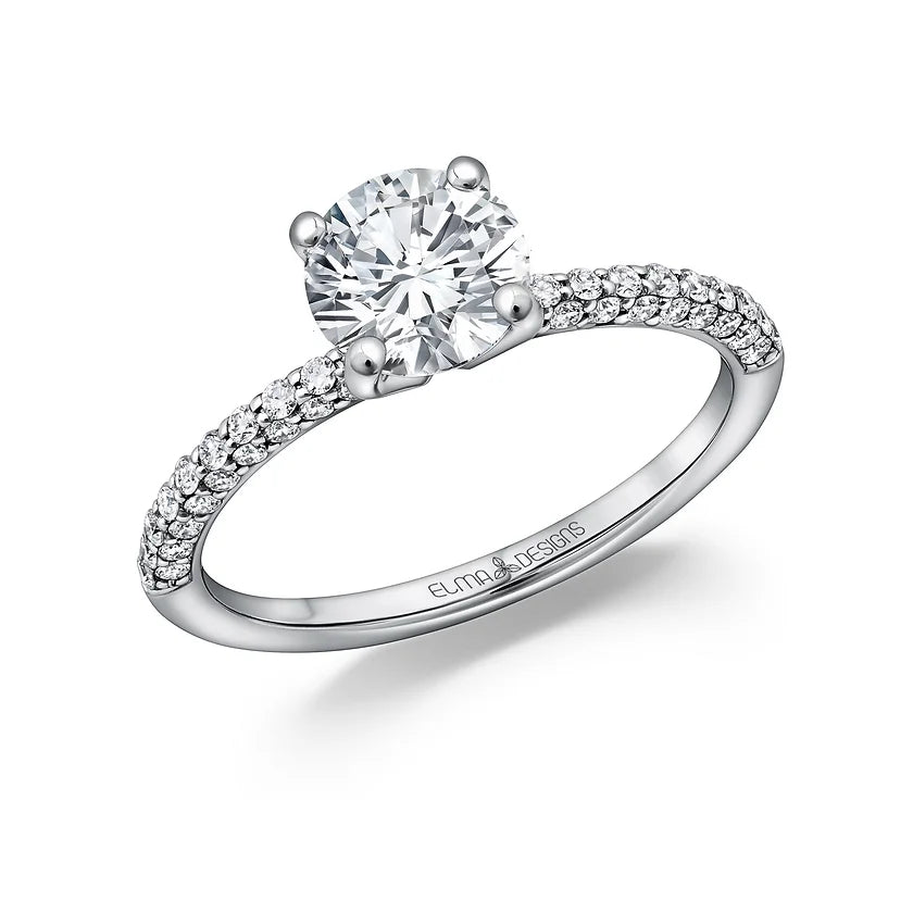 1.51 Lab Diamond Engagement Ring with Pavé Diamond Accents