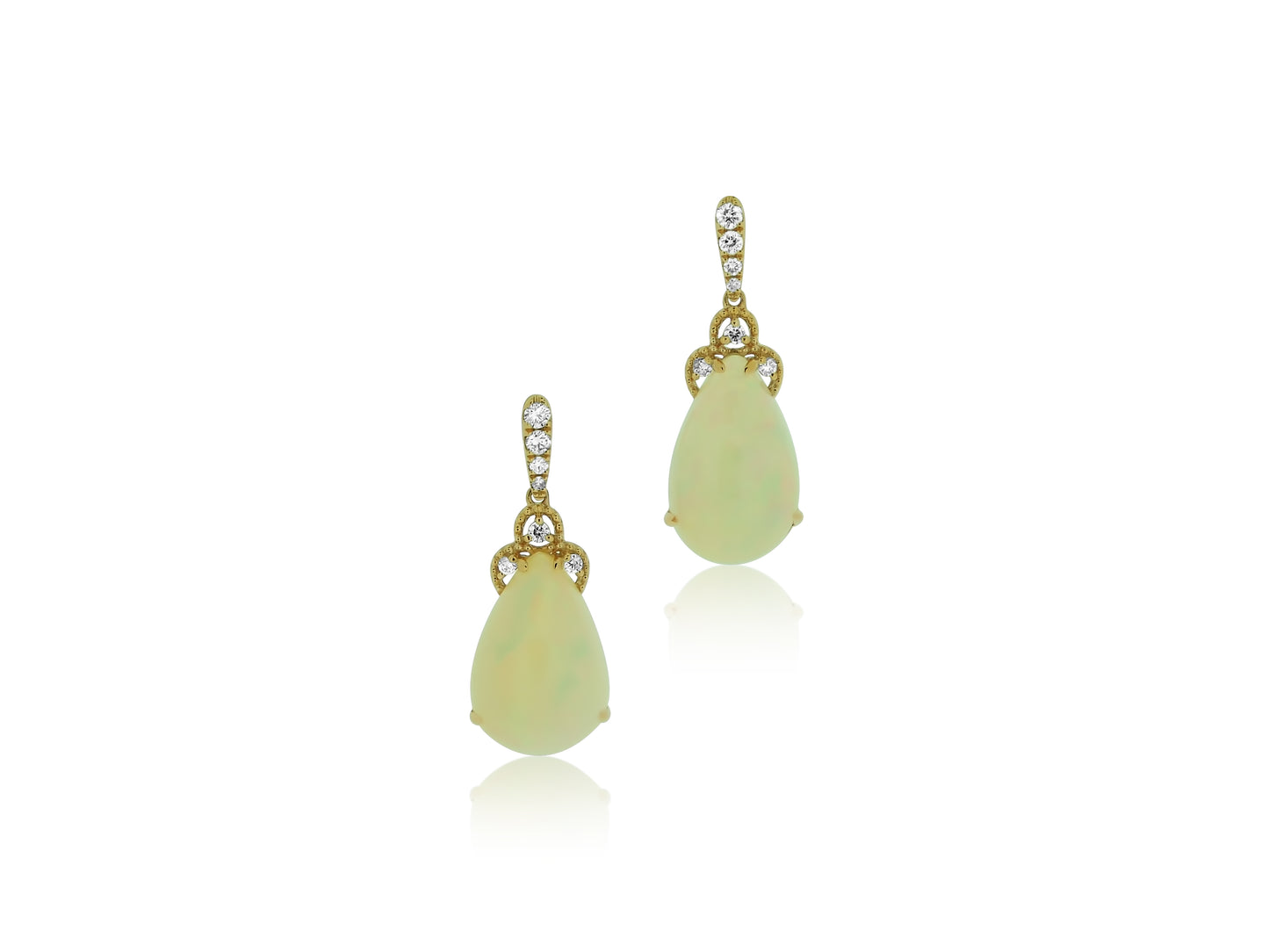 Pear Opal Drop Earrings in Rose Gold