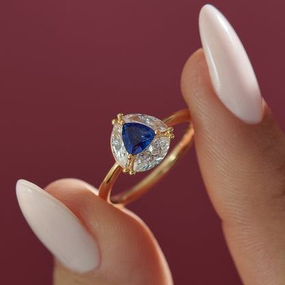 Marquise Diamonds and Royal Blue Trillion Ring