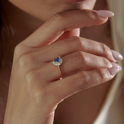 Marquise Diamonds and Royal Blue Trillion Ring