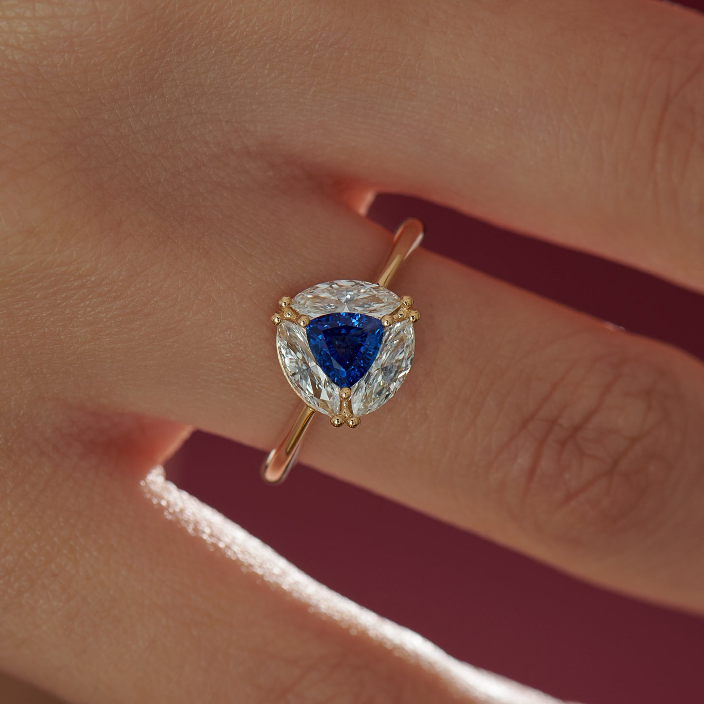Marquise Diamonds and Royal Blue Trillion Ring