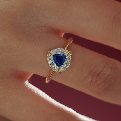 Marquise Diamonds and Royal Blue Trillion Ring