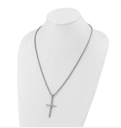 Stainless Steel Polished Cross with 24" Chain