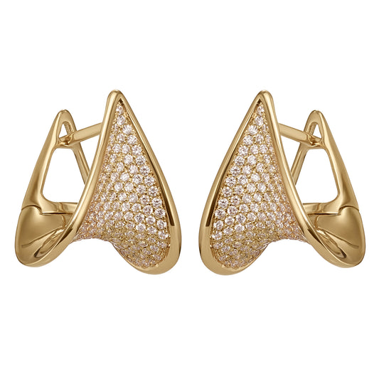 Fan White Diamond Hoops