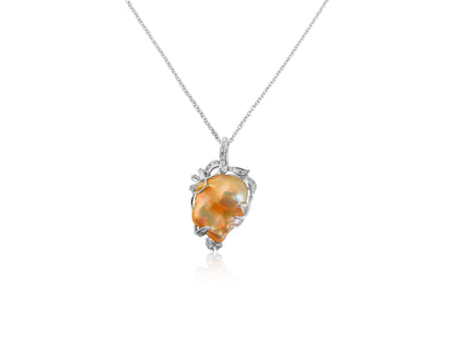 Baroque Edison Pearl Diamond Pendant