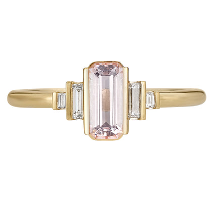 Petal Morganite and Diamond Ring