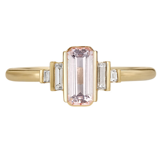 Petal Morganite and Diamond Ring