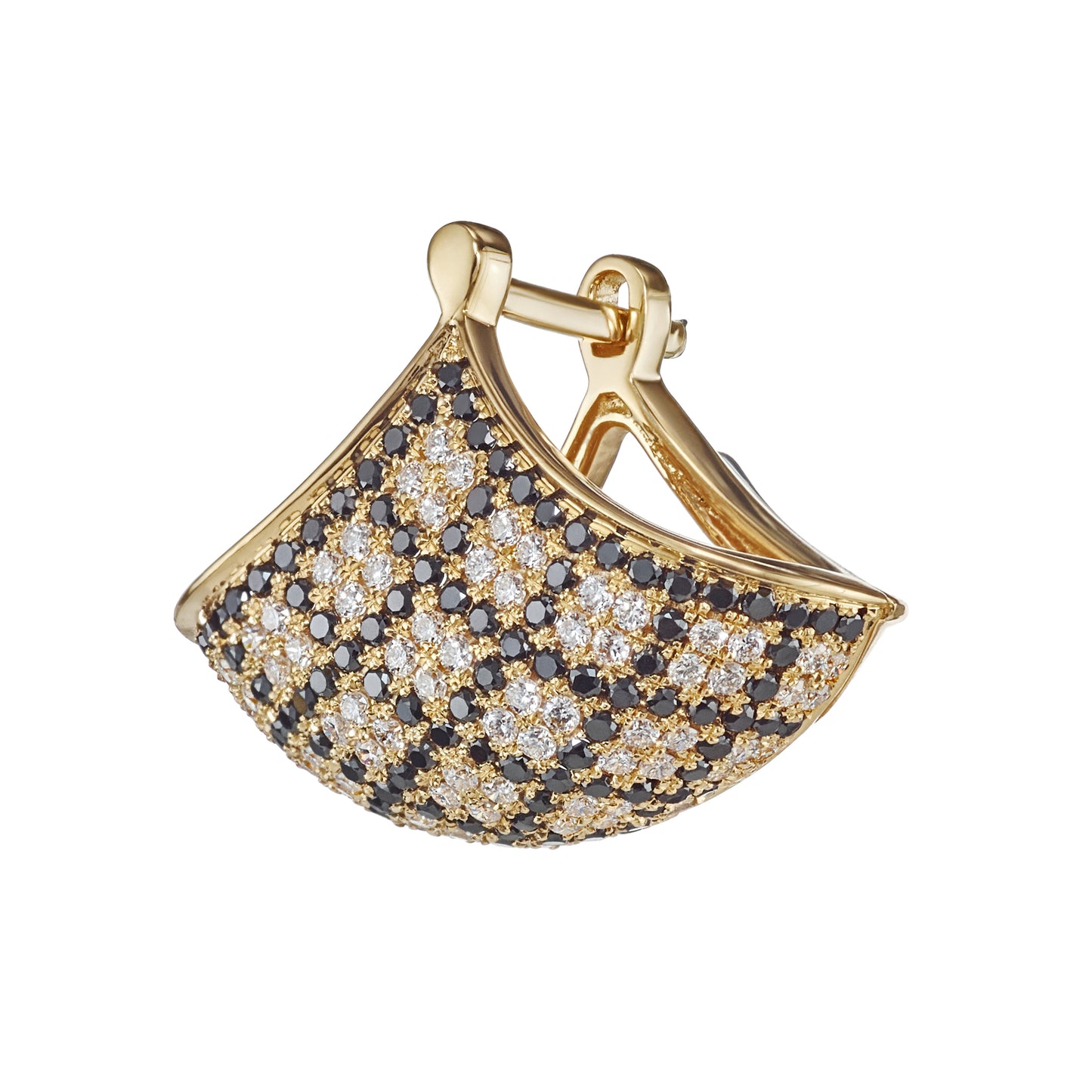 Black and White Diamond Fan Earrings