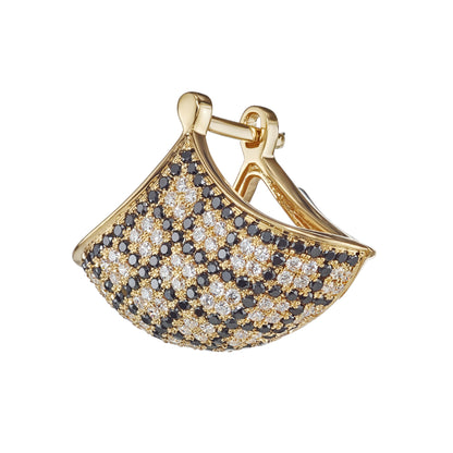 Black and White Diamond Fan Earrings